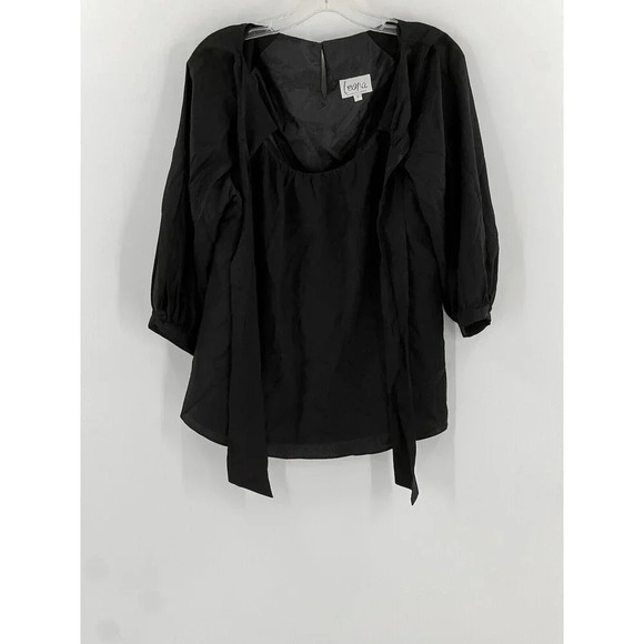 Leona by Lauren Leonard Gorgeous Black 100% Silk Neck Tie Blouse USA Made EUC - Picture 8 of 10